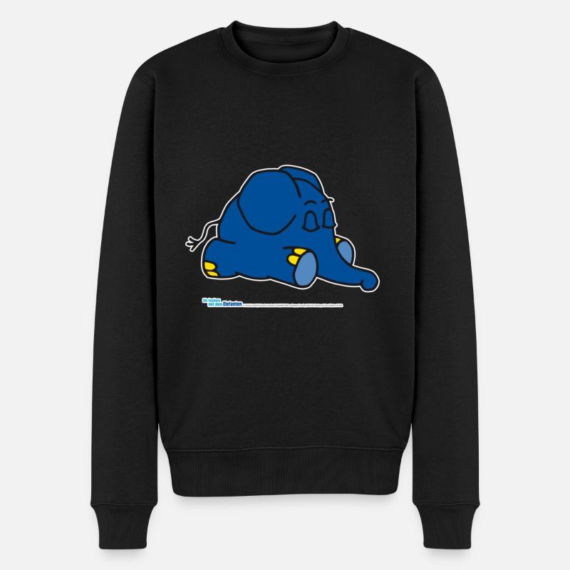 Der Elefant - schlafend - Männer Premium Bio Pullover - Schwarz