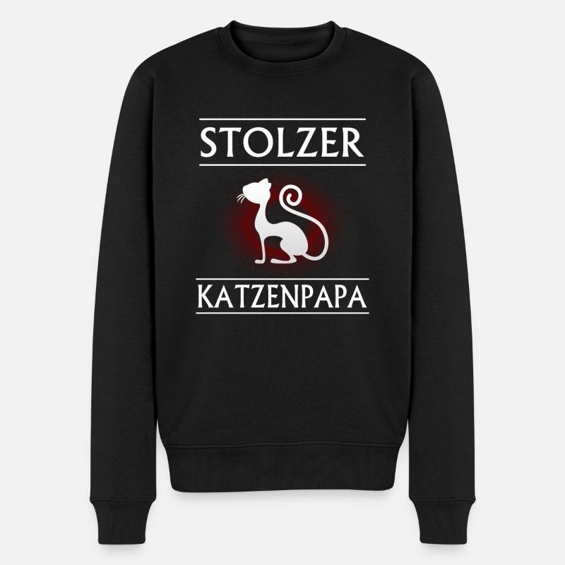 STOLZER KATZEN PAPA - Männer Premium Bio Pullover - Schwarz