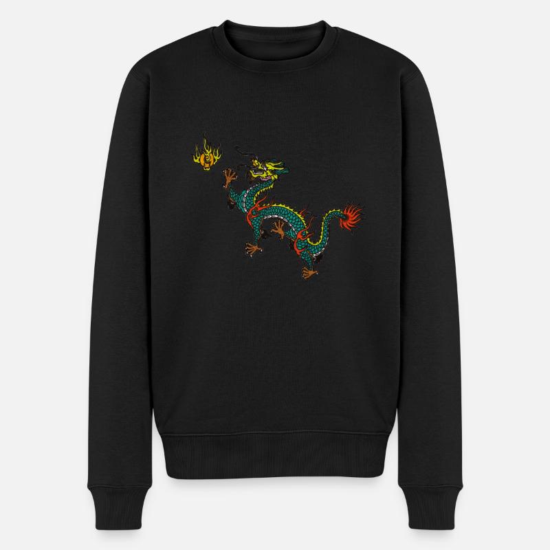 Drache Drachen - Männer Premium Bio Pullover - Schwarz