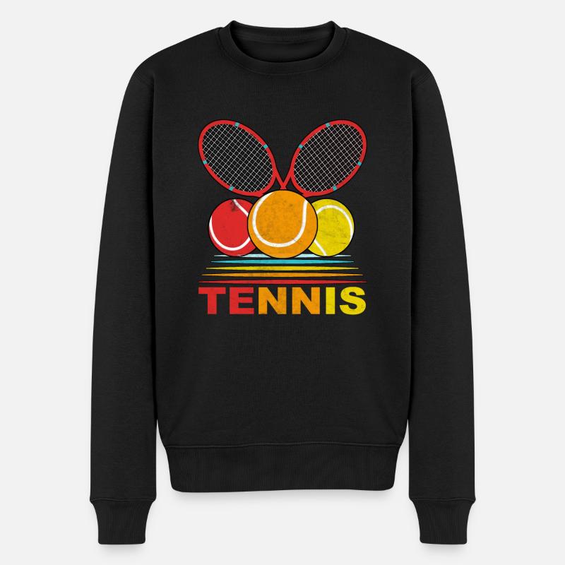 Tennisschläger - Männer Premium Bio Pullover - Schwarz