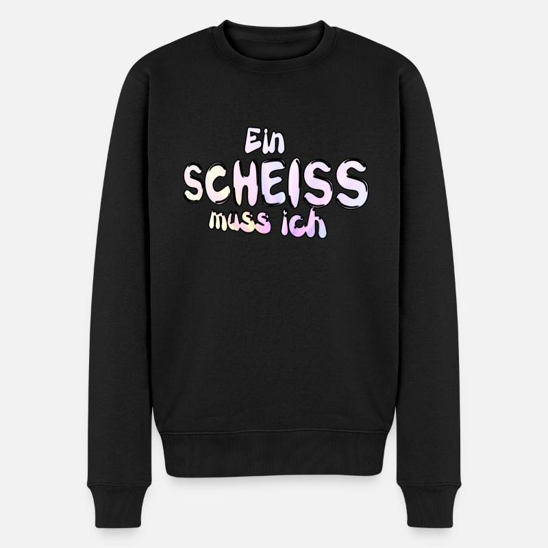 Ein Scheiss muss ich witzig Spruch - Männer Premium Bio Pullover - Schwarz