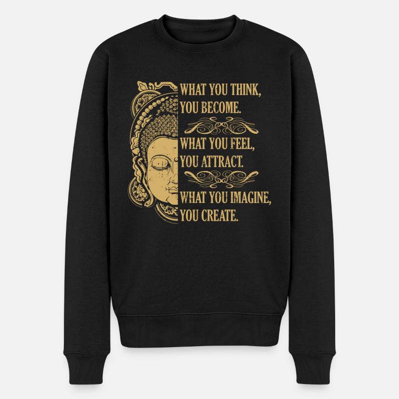 Die Macht der Gedanken Buddha - Männer Premium Bio Pullover - Schwarz