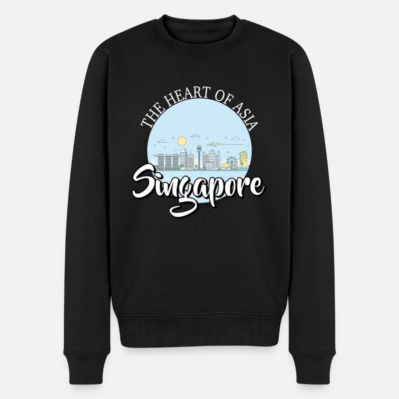 Singapur - Männer Premium Bio Pullover - Schwarz