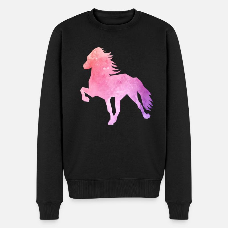 Islandpferd Watercolor - Männer Premium Bio Pullover - Schwarz