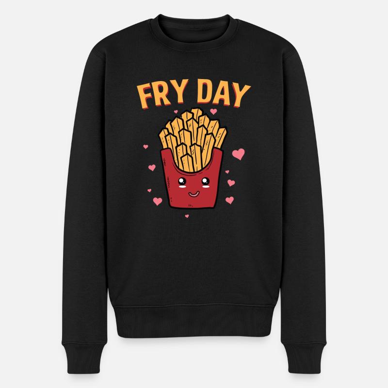 Fryday Pommes Freitag Herzen Cooles Geschenk - Männer Premium Bio Pullover - Schwarz