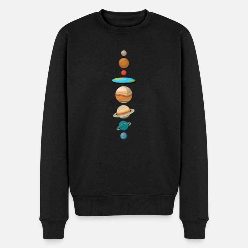 Flache Erde alle Planeten rund Lustiges Geschenk - Männer Premium Bio Pullover - Schwarz