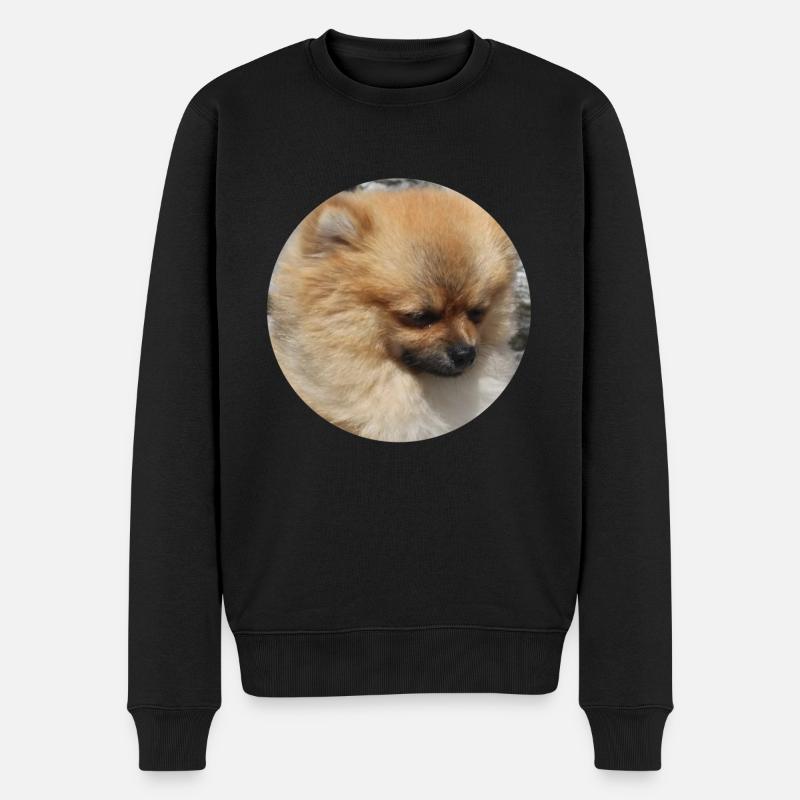 Pomeranian Hunderasse niedlicher Hund - Männer Premium Bio Pullover - Schwarz