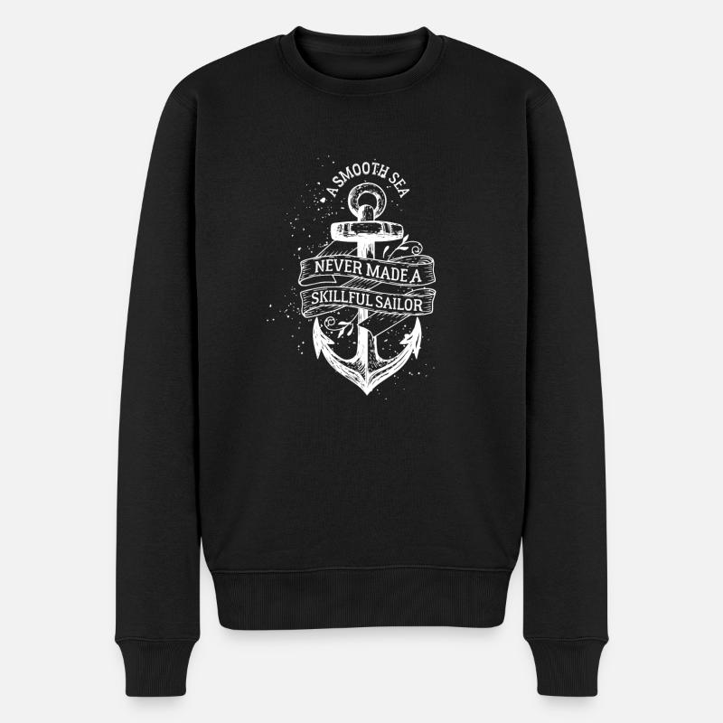 une mer lisse F - Pull Premium bio Homme - noir