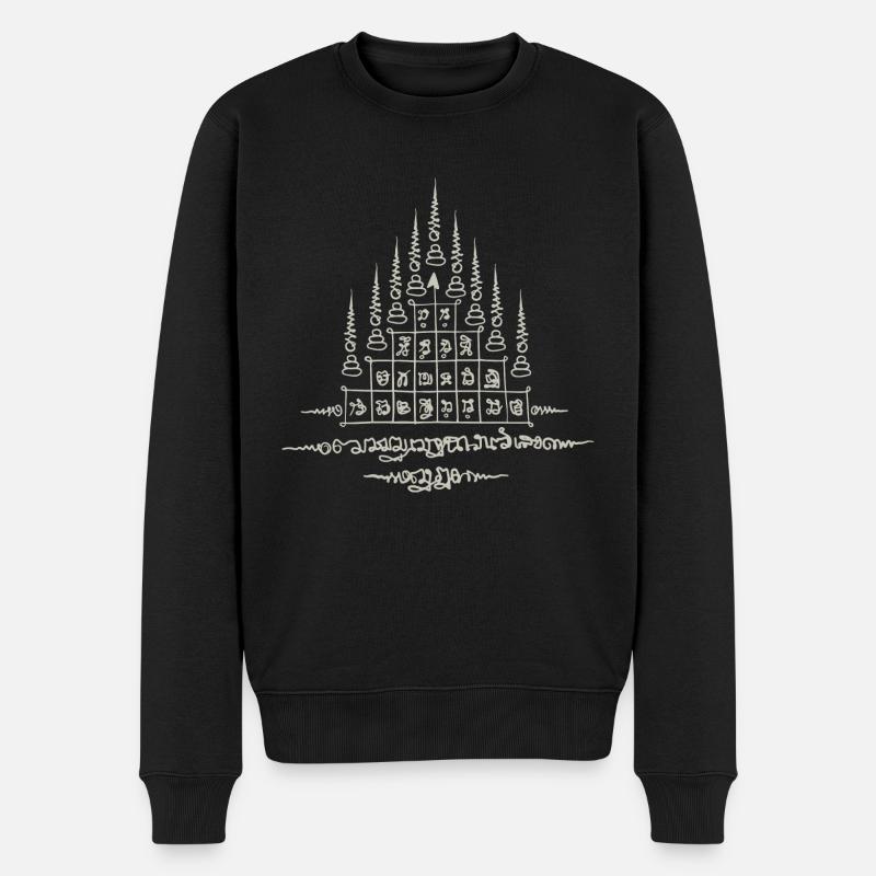 Sak Yant Thai Tattoo Neun Spitzen Cooles Geschenk - Männer Premium Bio Pullover - Schwarz