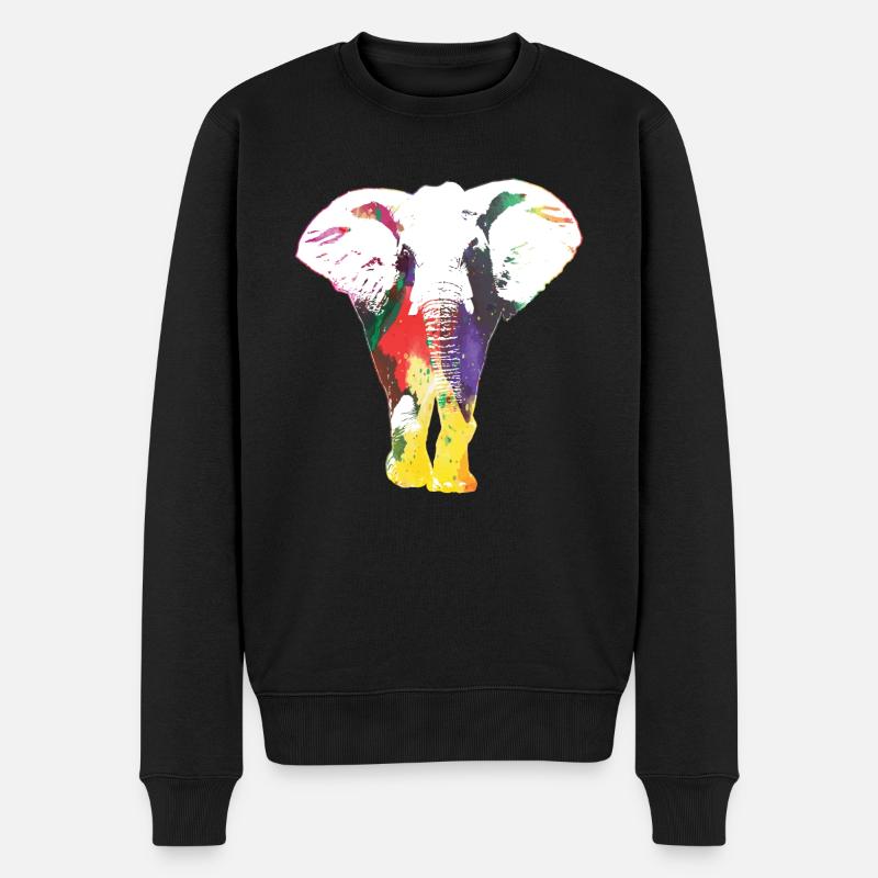 Elefant Regenbogen Wildlife Cooles Geschenk - Männer Premium Bio Pullover - Schwarz
