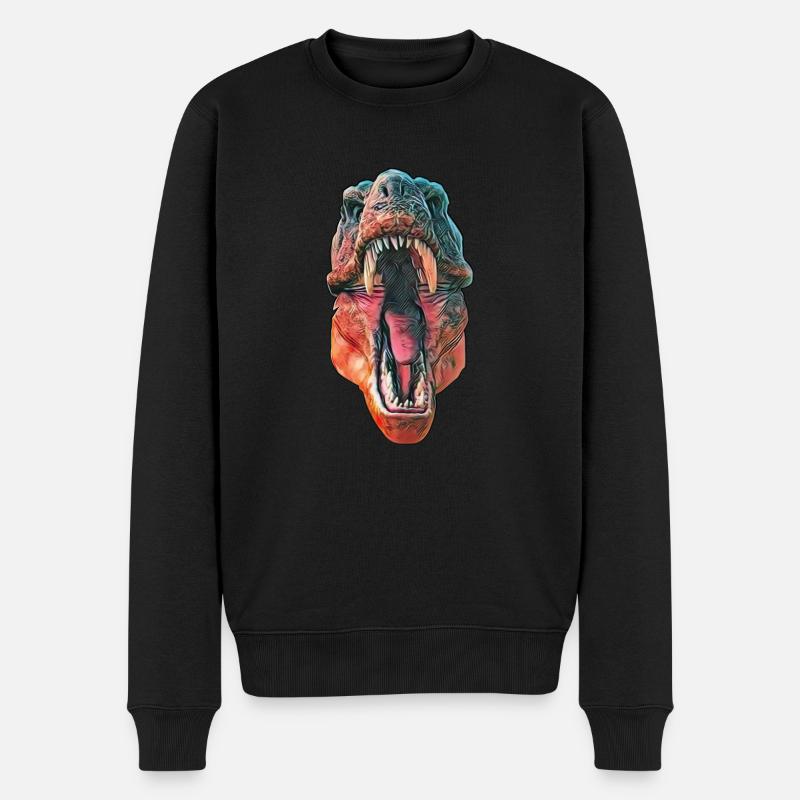 T-Rex - Männer Premium Bio Pullover - Schwarz