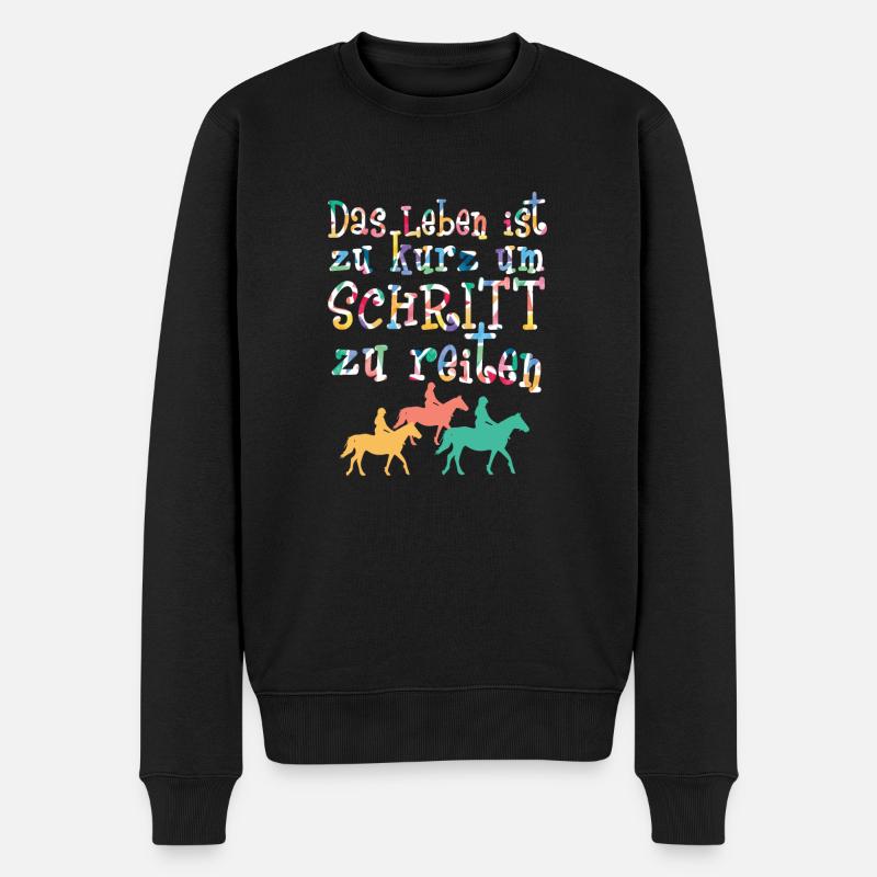 Witziger Reiter Spruch für Frauen und Mädchen - Männer Premium Bio Pullover - Schwarz