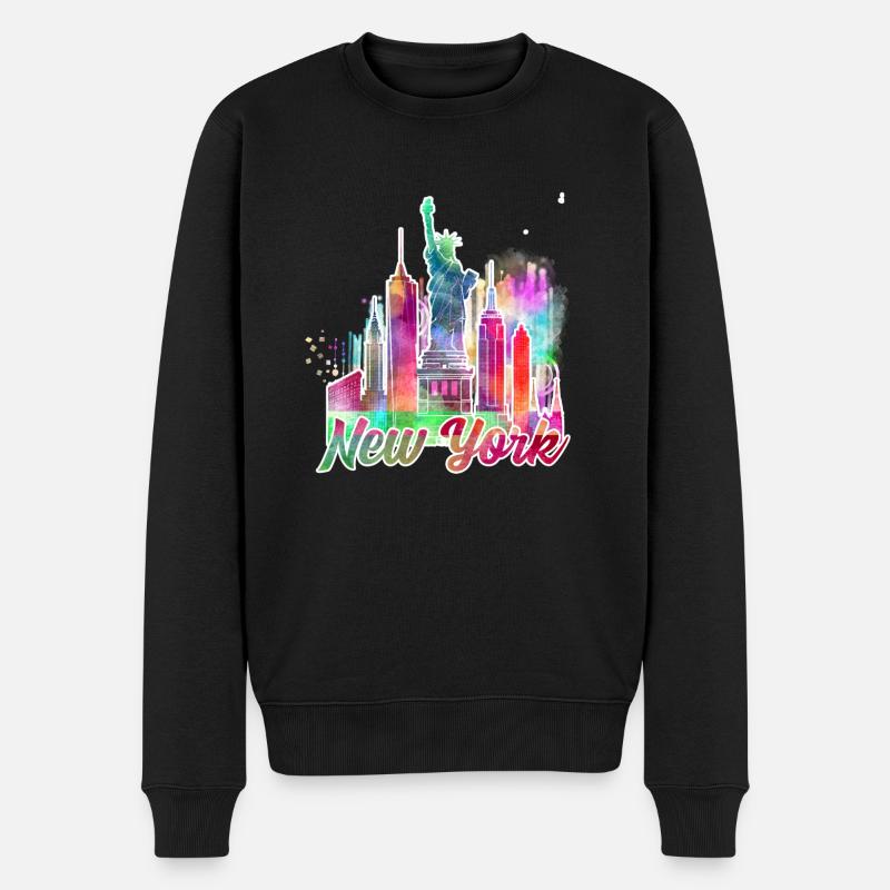 New York J - Männer Premium Bio Pullover - Schwarz