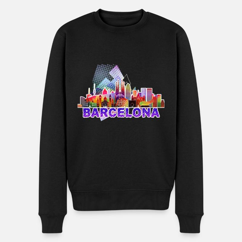 Barcelona 3 J - Männer Premium Bio Pullover - Schwarz