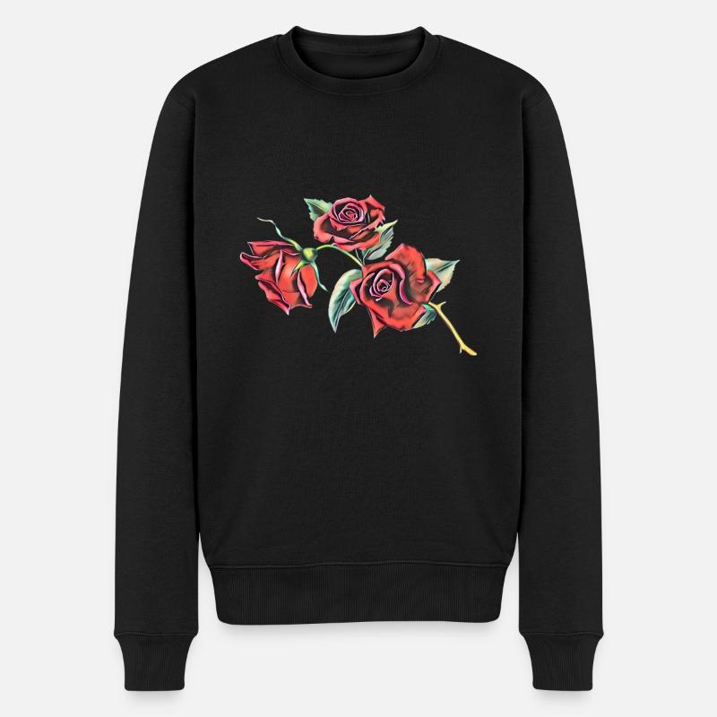 Rose - Männer Premium Bio Pullover - Schwarz