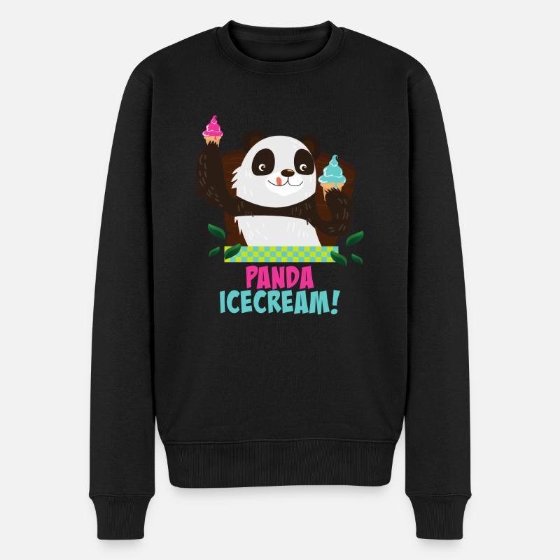 Panda avec glace - Pull Premium bio Homme - noir
