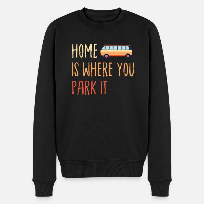 Zuhause ist wo du den Bus parkst - Männer Premium Bio Pullover - Schwarz