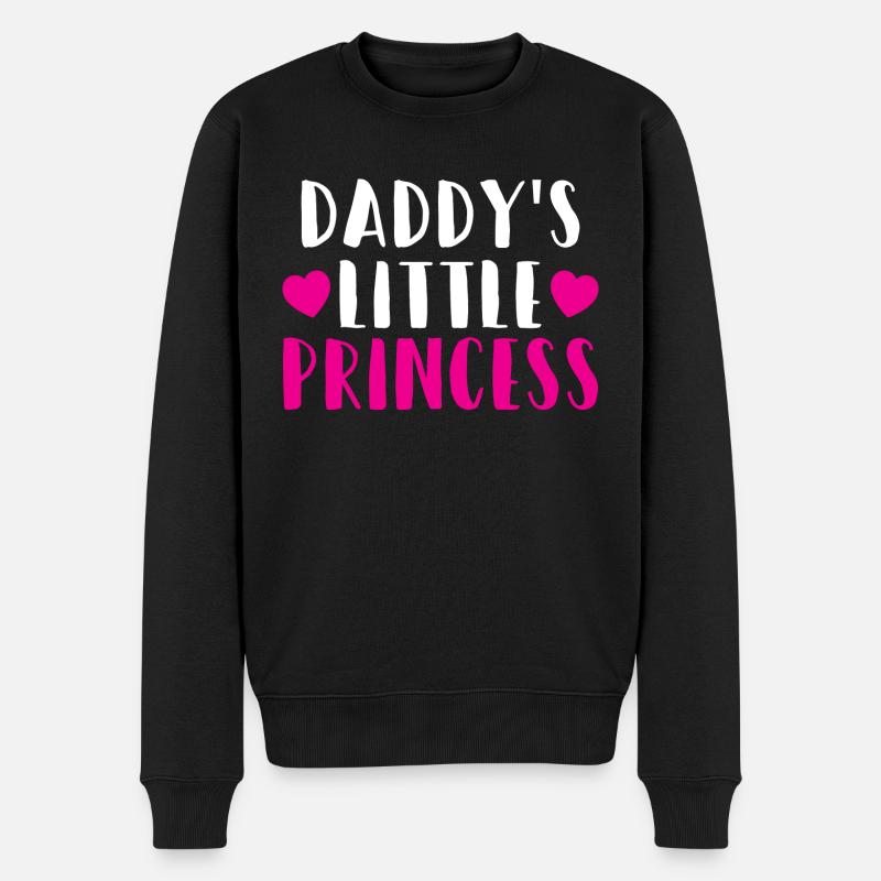 Papas kleine Prinzessin Herz Tochter Geschenk - Männer Premium Bio Pullover - Schwarz