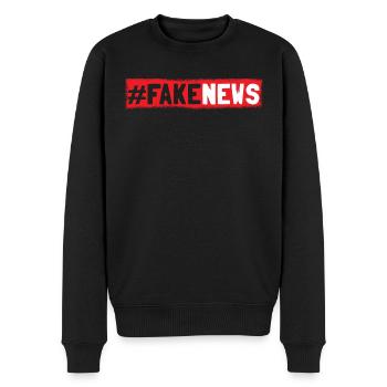 Fake News Hashtag Nachrichten - Männer Premium Bio Pullover - Schwarz - Vorne - Nico (187cm)