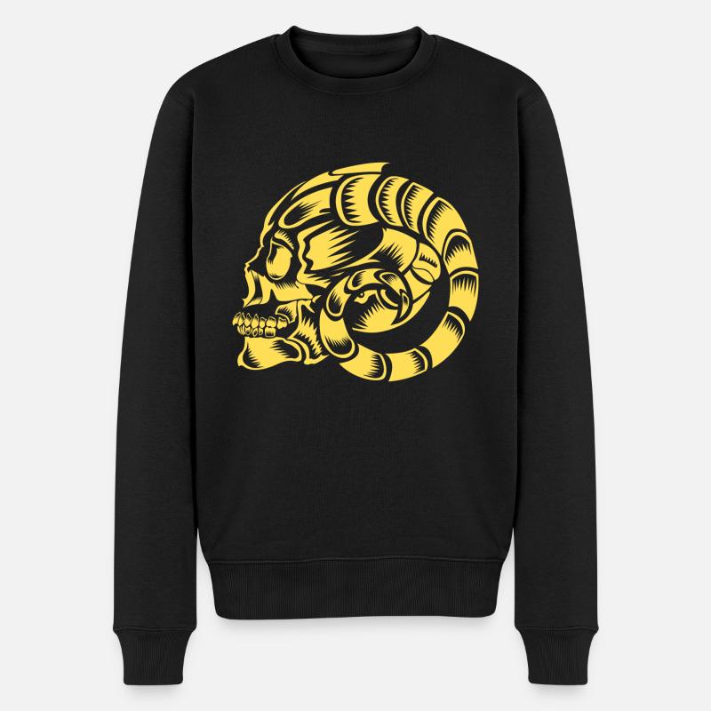 Totenkopf Ziege Hörner Stier - Männer Premium Bio Pullover - Schwarz