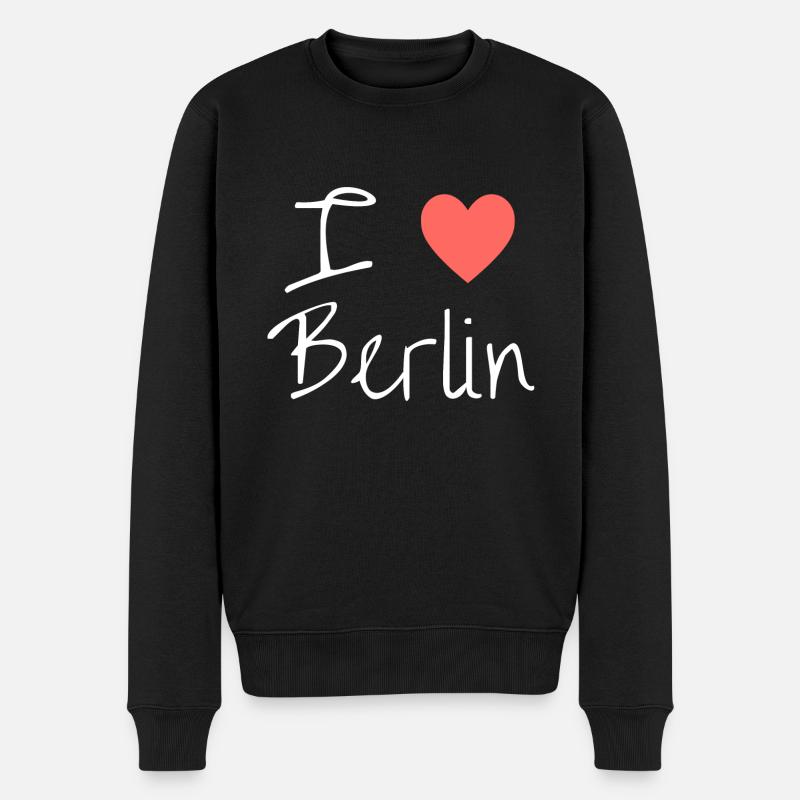 i love Berlin - Männer Premium Bio Pullover - Schwarz