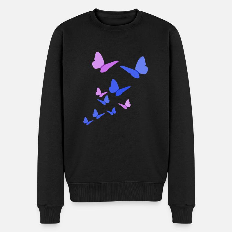 Schmetterlinge Schmetterling Geschenk lila blau - Männer Premium Bio Pullover - Schwarz