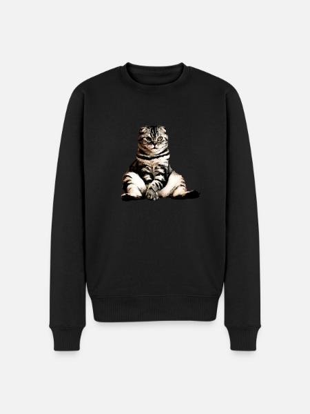Chats, chat assis, chat - Pull Premium bio Homme - noir