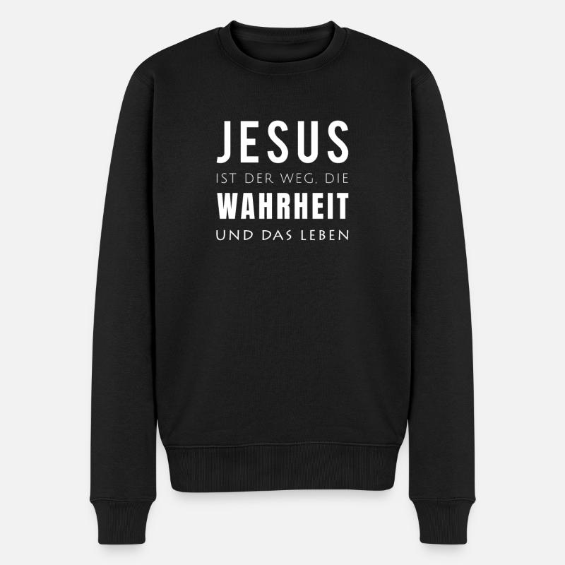 Jesus Christus, Weg, Wahrheit, Leben, Lord, Gott - Männer Premium Bio Pullover - Schwarz