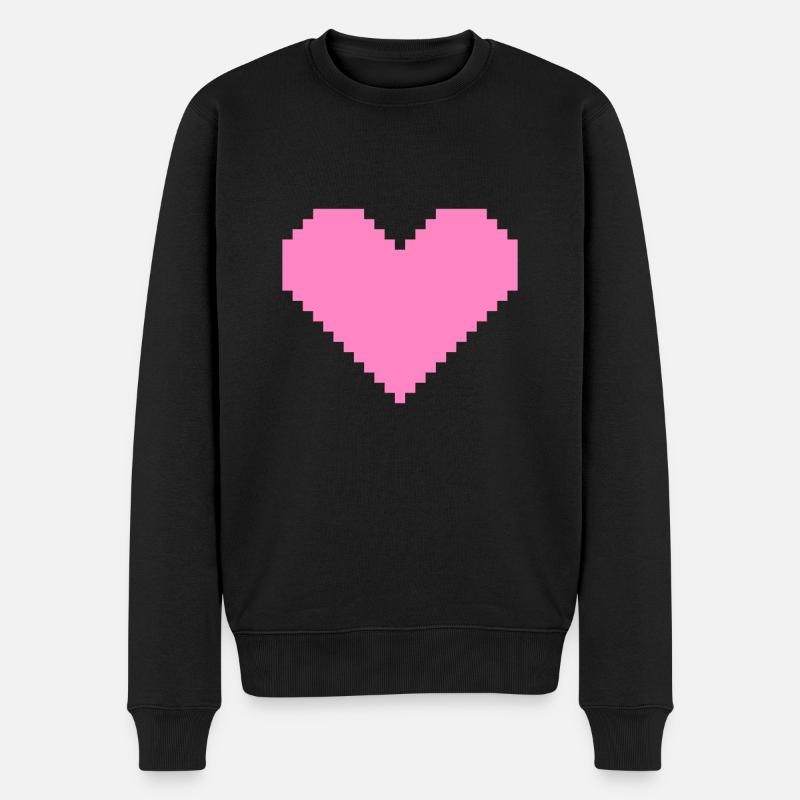 Pixel coeur rose - Pull Premium bio Homme - noir