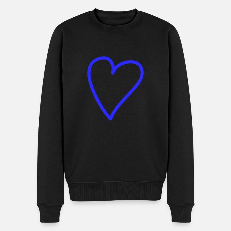 Herz Freihand Blau - Männer Premium Bio Pullover - Schwarz