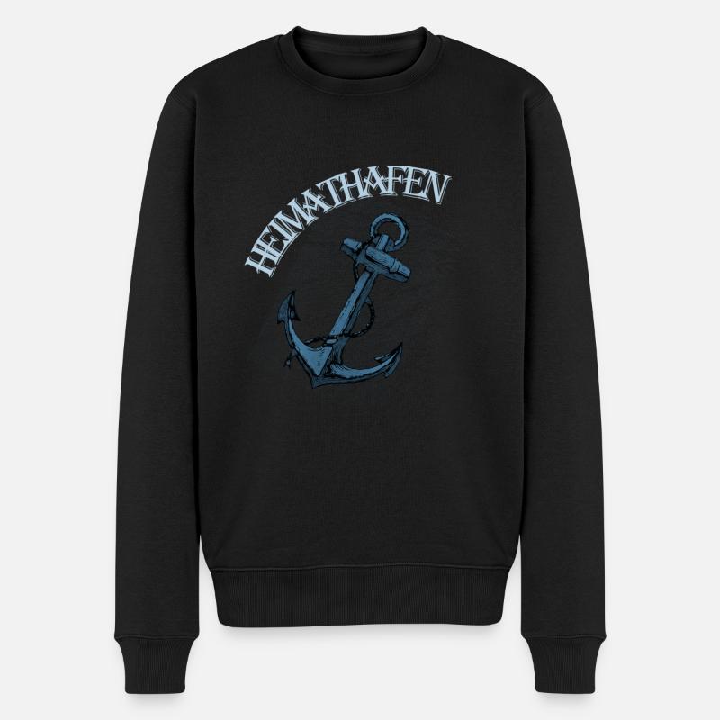 HEIMATHAFEN - Männer Premium Bio Pullover - Schwarz