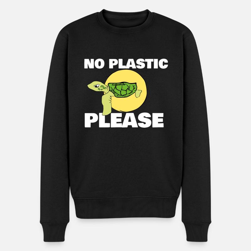 No Plastic Please - Männer Premium Bio Pullover - Schwarz