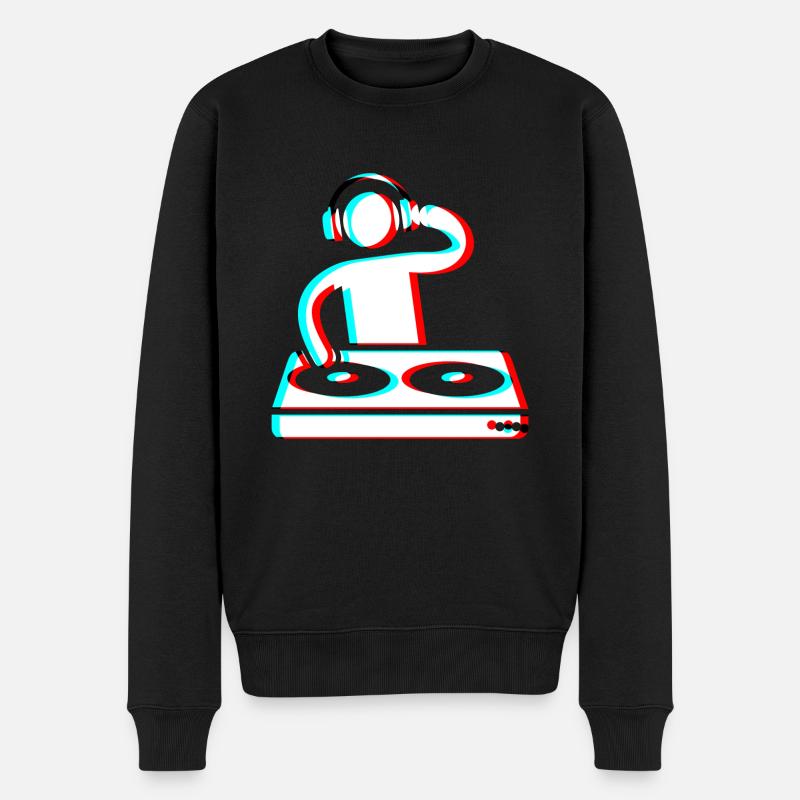 Techno Dj 3d Electro Red Blue tik tok edm weiß - Männer Premium Bio Pullover - Schwarz