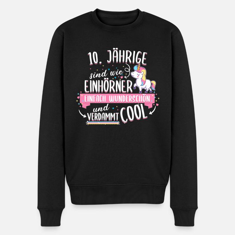 Geburtstag 10 Geburtstag Einhorn Spruch Party - Männer Premium Bio Pullover - Schwarz