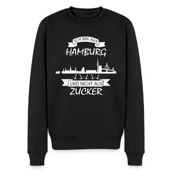 Ich bin aus Hamburg und nicht aus Zucker Hamburger - Männer Premium Bio Pullover - Schwarz - Vorne - Nico (187cm)