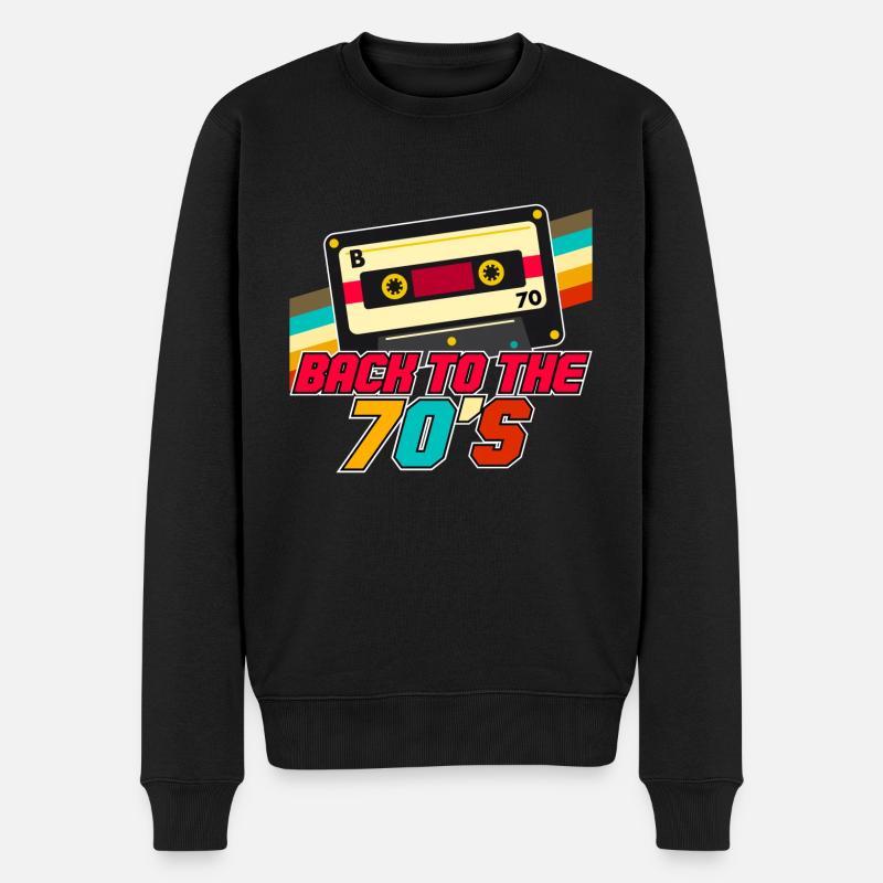 Zurück zu 70er Jahre Retro Vintage Cassette Tape - Männer Premium Bio Pullover - Schwarz