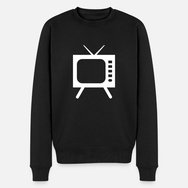 Fernseher TV - Männer Premium Bio Pullover - Schwarz