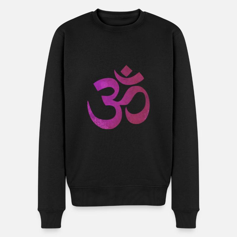 Om mandala purple - Pull Premium bio Homme - noir