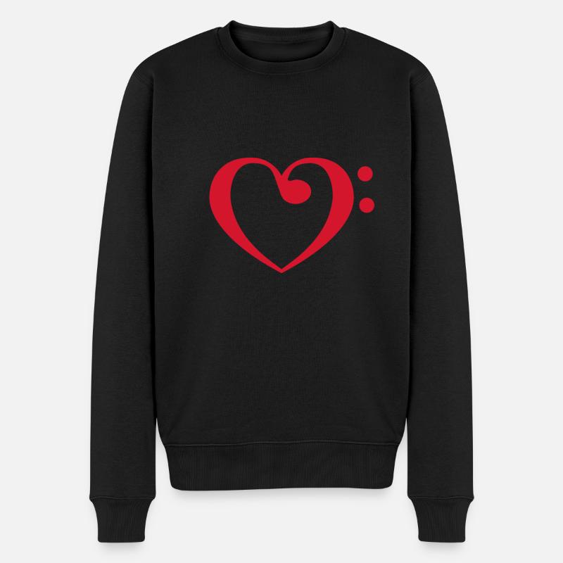 Musik Herz - Männer Premium Bio Pullover - Schwarz