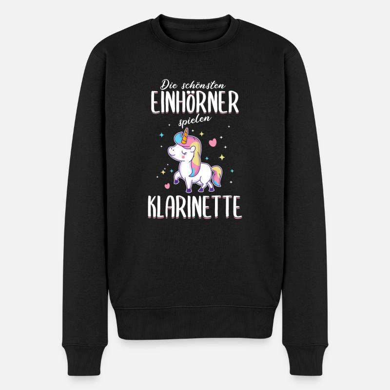 Klarinette Klarinettistin Einhorn Spruch Musik - Männer Premium Bio Pullover - Schwarz
