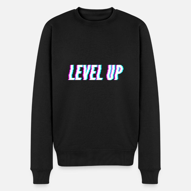 Level Up Gamer Design - Männer Premium Bio Pullover - Schwarz