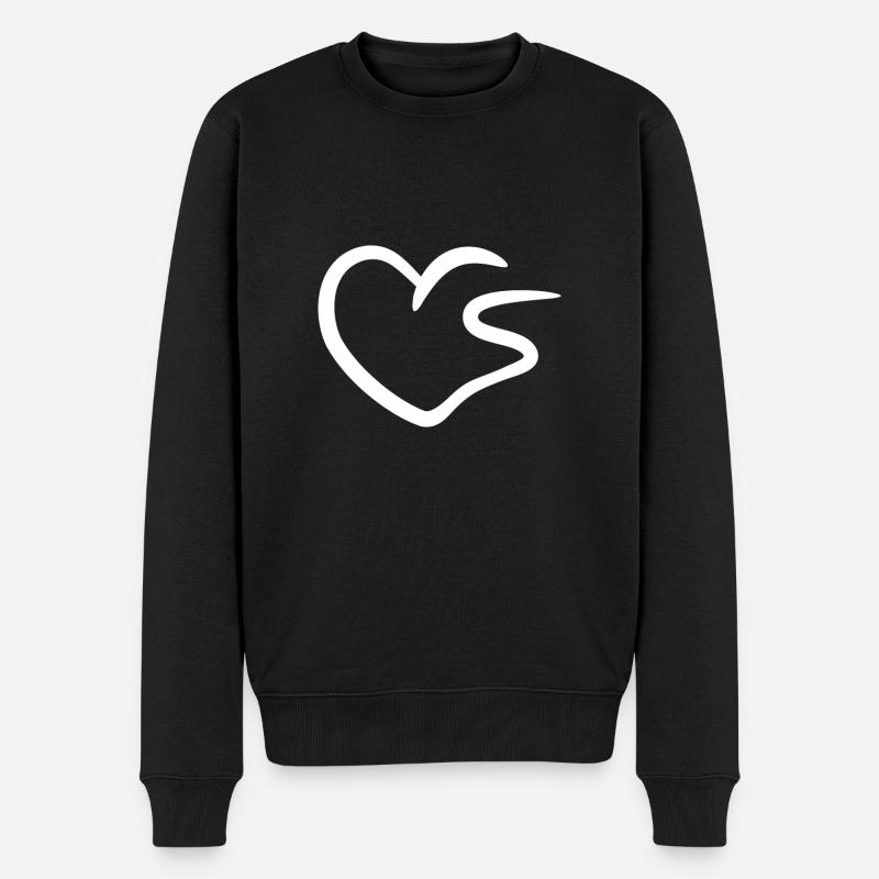 Lettre initiale du coeur S - Pull Premium bio Homme - noir