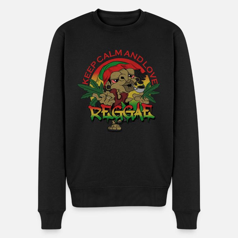 reste calme et aime le reggae - Pull Premium bio Homme - noir