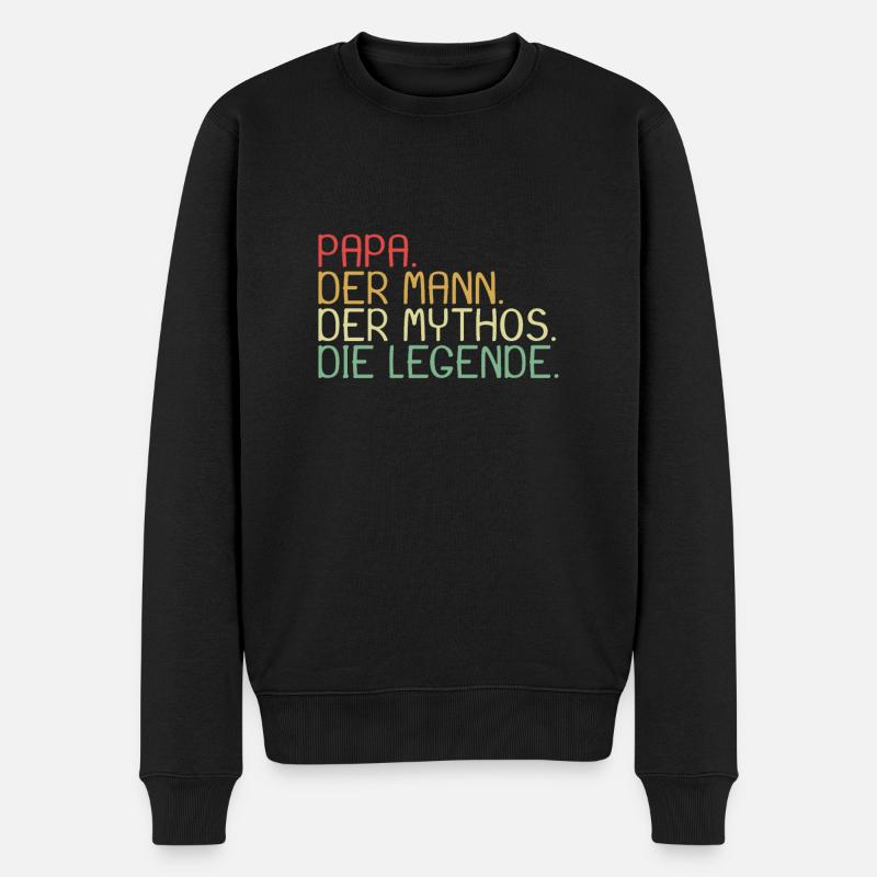 Papa der Mann Der Mythos Die Legende - Männer Premium Bio Pullover - Schwarz
