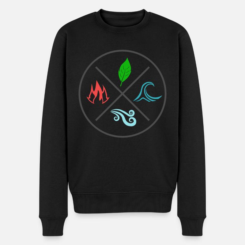 Die 4 Elemente - Männer Premium Bio Pullover - Schwarz