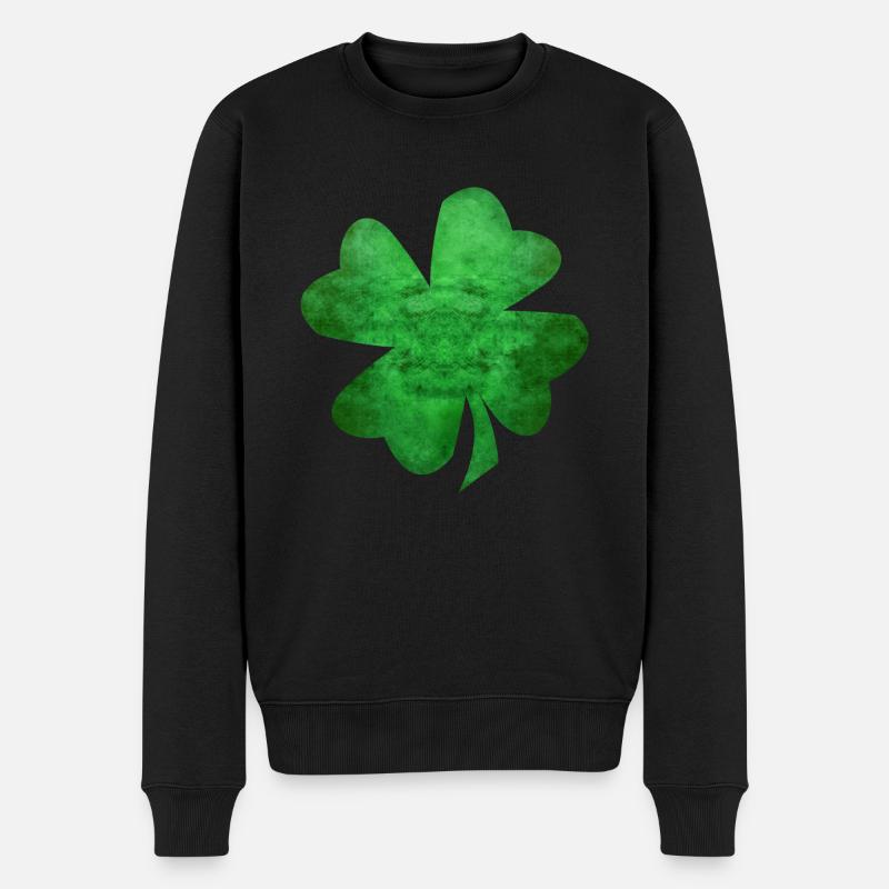 Trèfle à quatre feuilles vert - Pull Premium bio Homme - noir