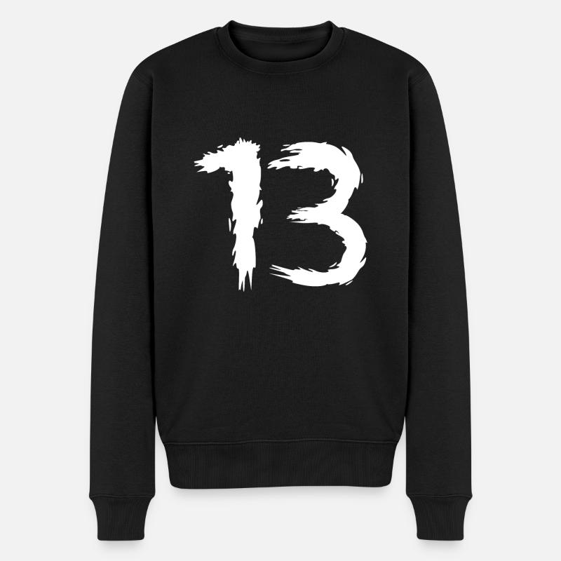 Zahl 13 Lieblingszahl Design Bürste - Männer Premium Bio Pullover - Schwarz