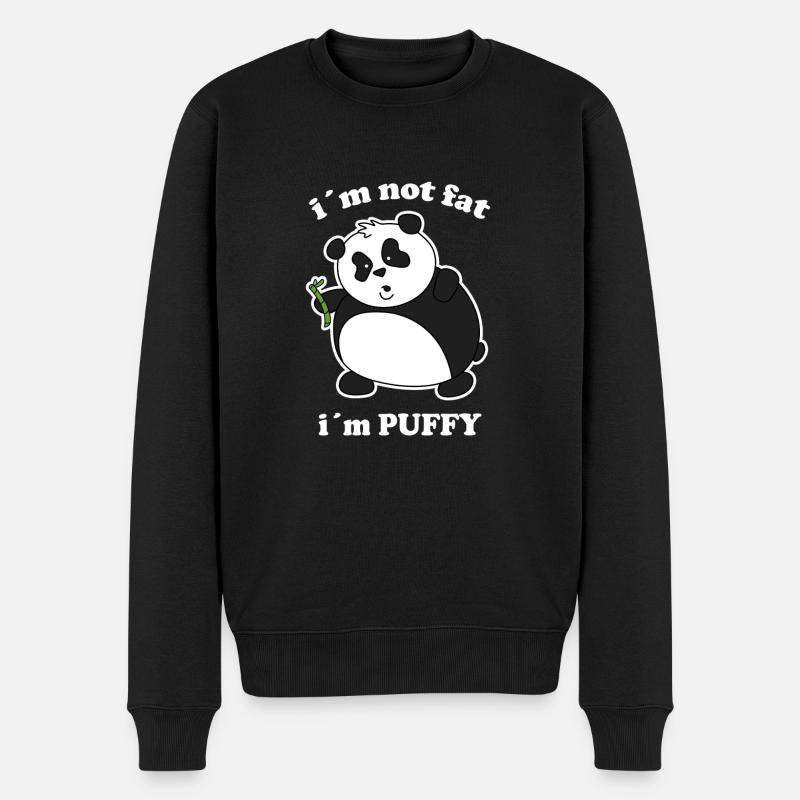 Ich bin nicht fett panda - Männer Premium Bio Pullover - Schwarz
