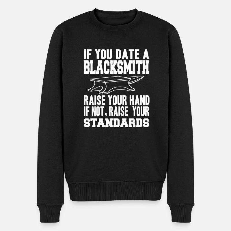 Schmiedin - Männer Premium Bio Pullover - Schwarz
