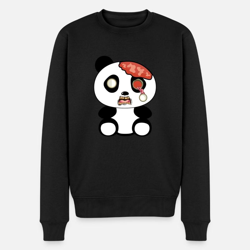 Panda Zombie - Männer Premium Bio Pullover - Schwarz